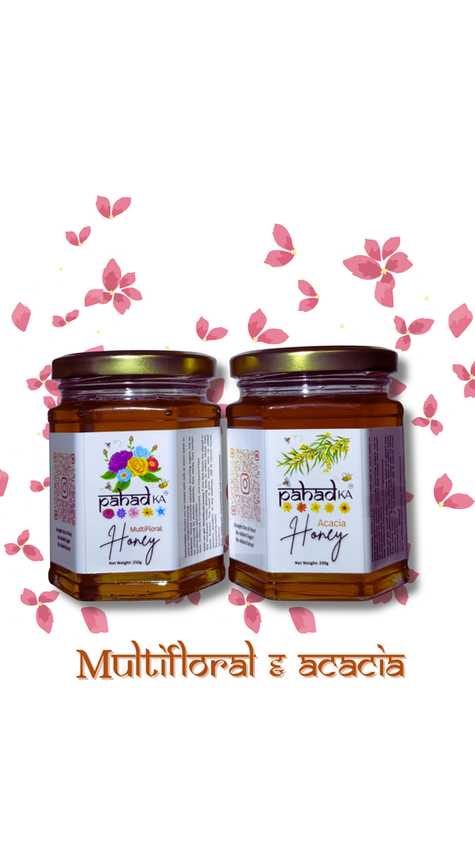 Combo: Pure Multi-Floral and Raw Acacia Honey.